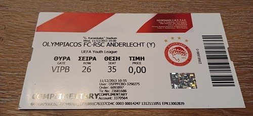 Ticket 2013 olympiakos rsc - vs.,