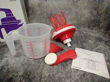 Tupperware EZ Speedy Whip N Mix Chef Red Manual Handle Mixer Funnel Batter 5 cup