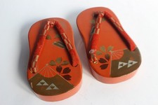 Pair of Japanese Lacquered Wood Kids Sandals (37428)