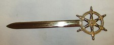 GRAND COUPE-PAPIER ROUE DE BATEAU METAL ARGENTE / vintage letter opener