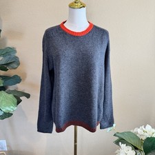 Maliparmi Women Large Wool-Cashmere Sweater Italy Gray Contrast Trim Luxury Crew
