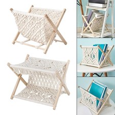Porte-revues pliable en macramé pour livres et journaux, idéal pour le salon