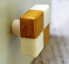 Bouton rectangulaire en marbre blanc, bouton d'armoire moderne, poignées d'ar...