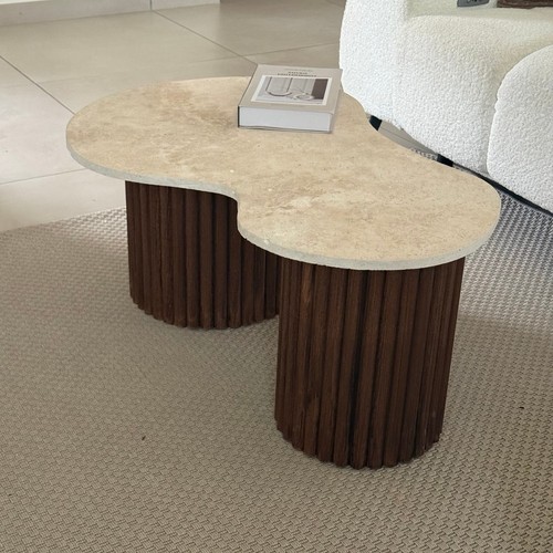 Table basse poire - travertin, et