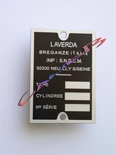 PLAQUE  CONSTRUCTEUR   LAVERDA     importateur  SNDCM