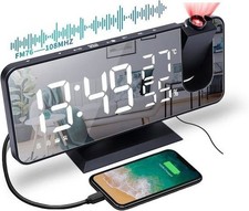 Reveil Projecteur Plafond,Reveil Projecteur Digital Rotatif 180°Réveil Numérique