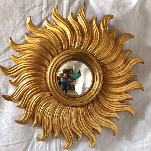 Miroir soleil bois doré - miroir, en