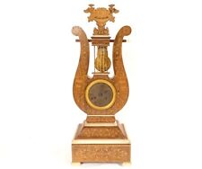 Charles X Marquetry Rosewood Bronze Napoleon III 19th Century Lyre Clock