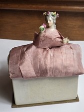 Antique German Dressel & Kister porcelain half doll candy dresser box signed