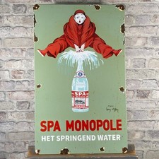 SPA MONOPOLE Enamel Sign 28.7x17.7x0.4" (73x45x1cm) Rare Sparkling Water Signage