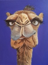 Peinture, caricature animalière huile sur toile, format 30/40 cm année 2025.