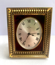Antique Mechanical Brass Swiza 8 Desk Watch Alarm Clock Swiss Made