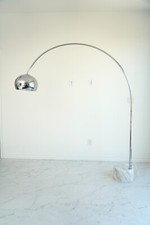 Large Mid Century Italian Arco / Arc  Chrome & Marble Floor Lamp