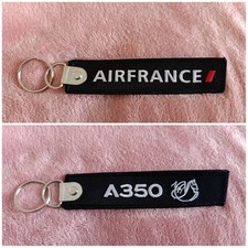 Porte Clé Brodé Avion Flamme