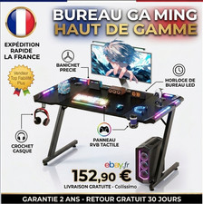 Bureau Gaming LED noir 120cm -