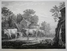 19th Century Engraving Etching Pastoral scene Paulus Potter Laurent Desfontaines