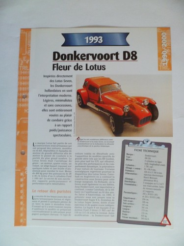 Carte fiche auto donkervoort - fiche,