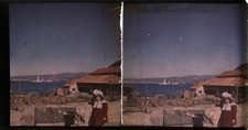 AUTOCHROME Stereo Lot x2 (7x13) R.L.NATHAN.  Marseille, Pharo. March 1909
