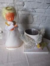 VINTAGE CIMIER "Ange" et pied de  SAPIN DE NOEL avec oiseau