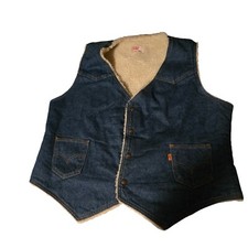 Vintage 70s Levi's Orange Tab Vest XLG Sherpa Lined Denim Jean USA Western EUC