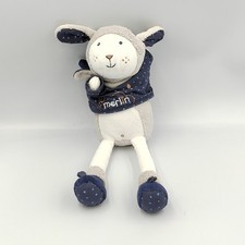 Doudou mouton bleu gris blanc