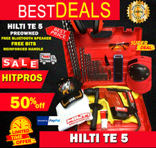 HILTI TE 5 PREOWNED, FREE BLUETOOTH SPEAKER, REINFORCED HANDLE, BITS, FAST SHIP