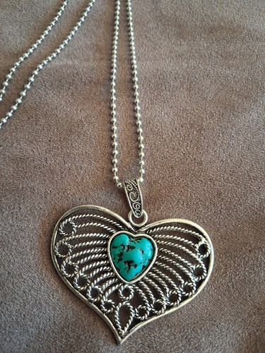 Pendentif coeur pierre bleue - coeur,