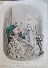 GRAVURE DE MODE COULEUR  XIX°
