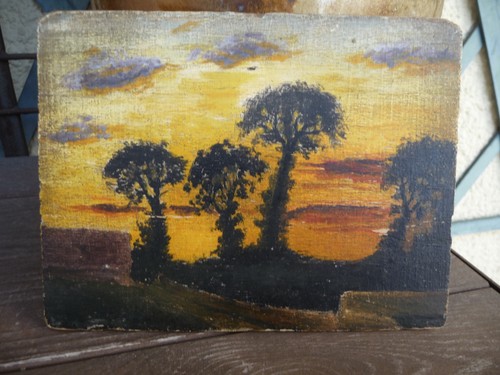 Huile sur panneau bois - huile, &