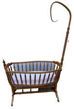 Antique Solid Beech Crib - Early 20th Century