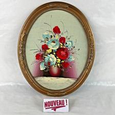 ➜OVAL PAINTING Framed Oil Painting Bouquet of Flowers/Roses Still Life