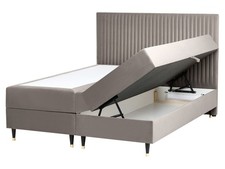 Lit Divan avec Rangement en Velours 160 x 200 cm Continental Taupe Dame