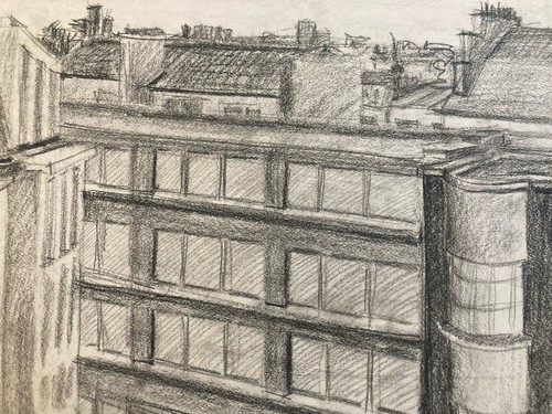 Beau dessin fusain 1970 - beau,