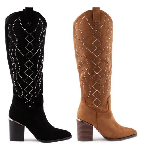 Bottes femme daim strass - en,