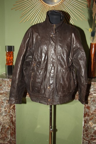 Blouson cuir italio marron - blouson,