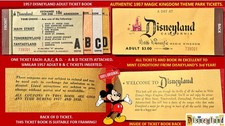 1957 Disneyland ADULT A B C D TICKET Book ALL 4 TICKETS EXCELLENT - MINT COA J6