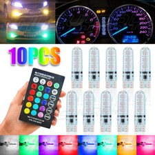 Multi-Color RGB 168 194 T10 LED Bulbs w/RF Remote Control For Car Parking Lights