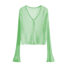 Femme Long Évasé Manche Pull Cardigan Boléro Court Tricoté Hauts Uni