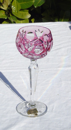 Verre cristal doublé rose - verre,