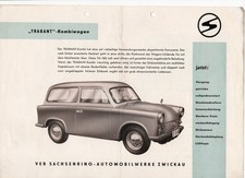 Old advertising sheet Trabant station wagon Zwickau Trabi  
