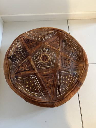 Pouf ottomane rond cuir - pouf,