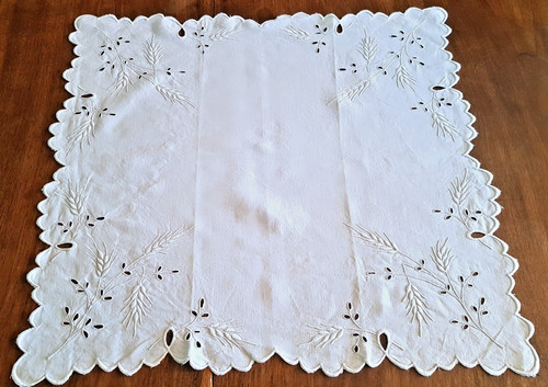 Nappe début xxe lin brodé - xxe,