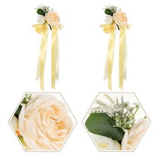  2 Pcs Voiture Decoration Fleur Mariage Décor Miroir Décoration Voitures