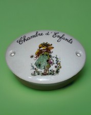 Porcelain French Handpainted Door Plaque Chambre d’ Enfants Little Girl Noirlac 