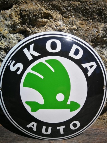 Plaque émaillée skoda auto - plaque,