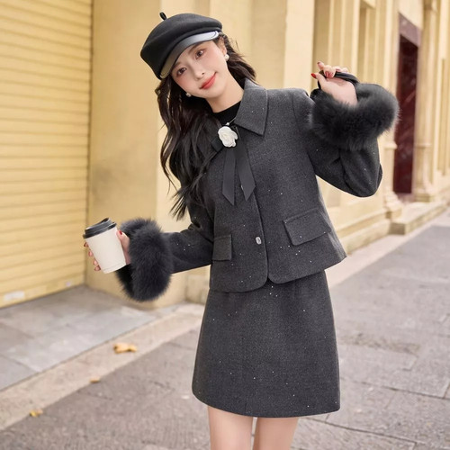 Completo veste jupe gris - veste,