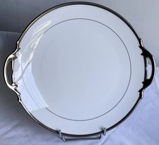 PLAT A GATEAU PORCELAINE DE LIMOGES JAMMET SEIGNOLLES FILET PLATINE D 26,5 cm