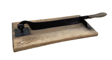 BREAD CUTTER (#3) Antique Wrought Iron and Walnut Slicer Knife