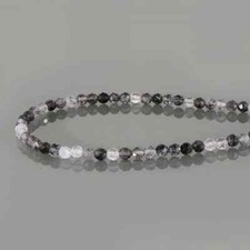 Collier de perles rondes facettes rutile noir nature 18" pour bijoux femmes