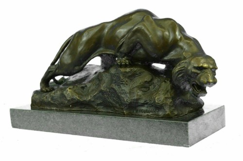 Bronze mountain lion sculpture - mountain,